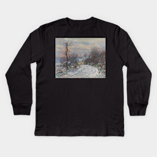 The Entrance to Giverny in Winter by Claude Monet Kids Long Sleeve T-Shirt